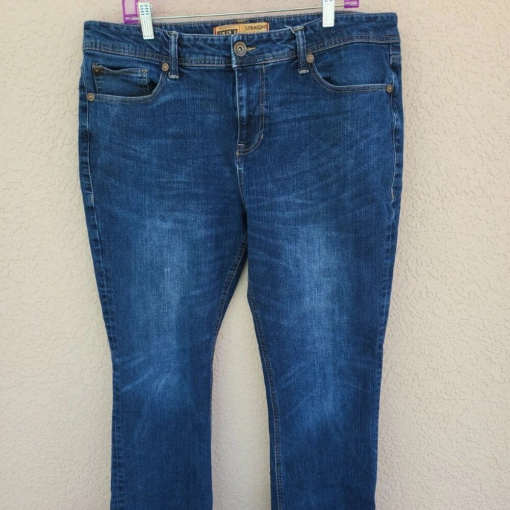 7 for all mankind Men's Straight Fit Mid Rise Dark Blue Wash Jeans Sz 38x30